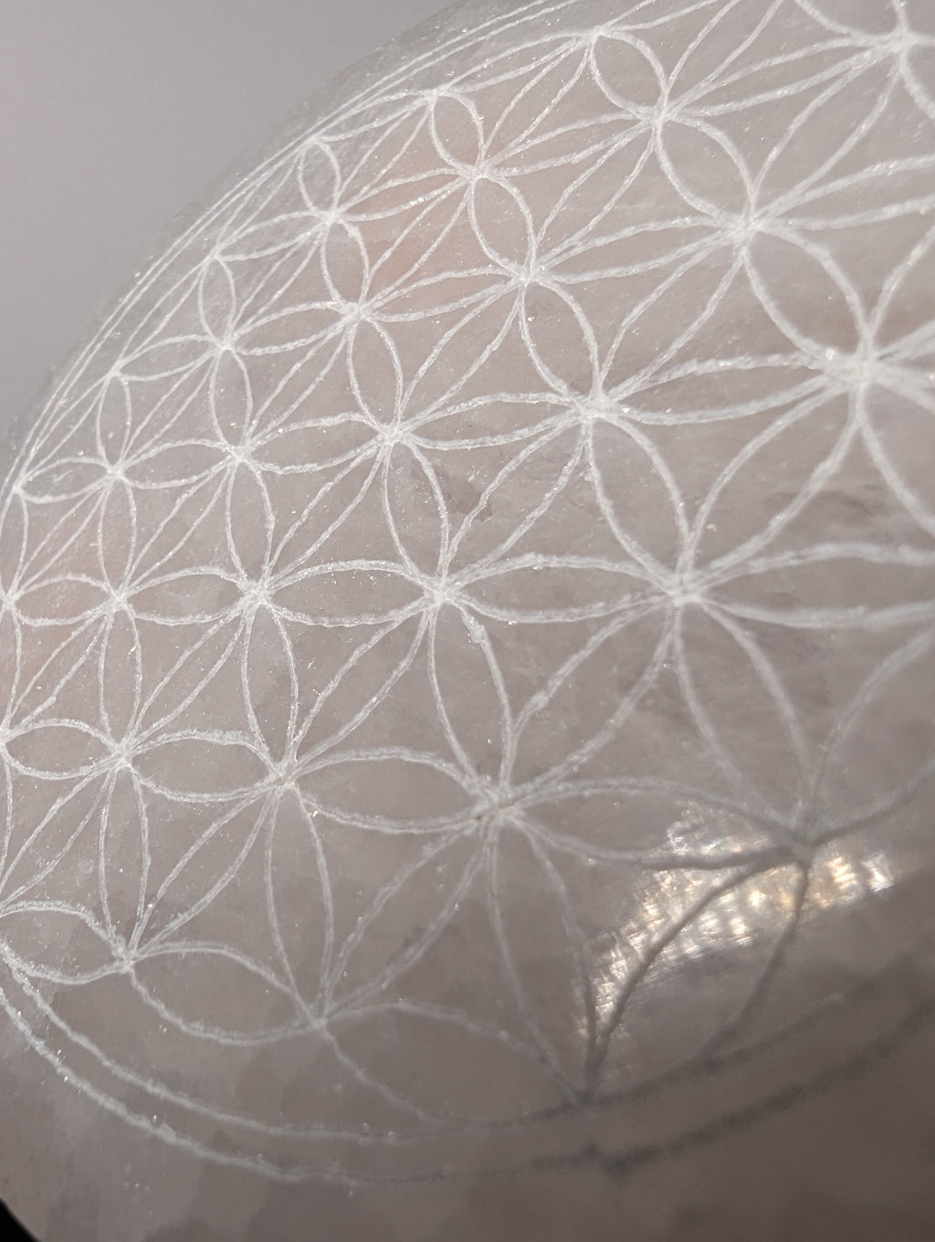 Small Selenite Charging Plate with Flower of Life Design