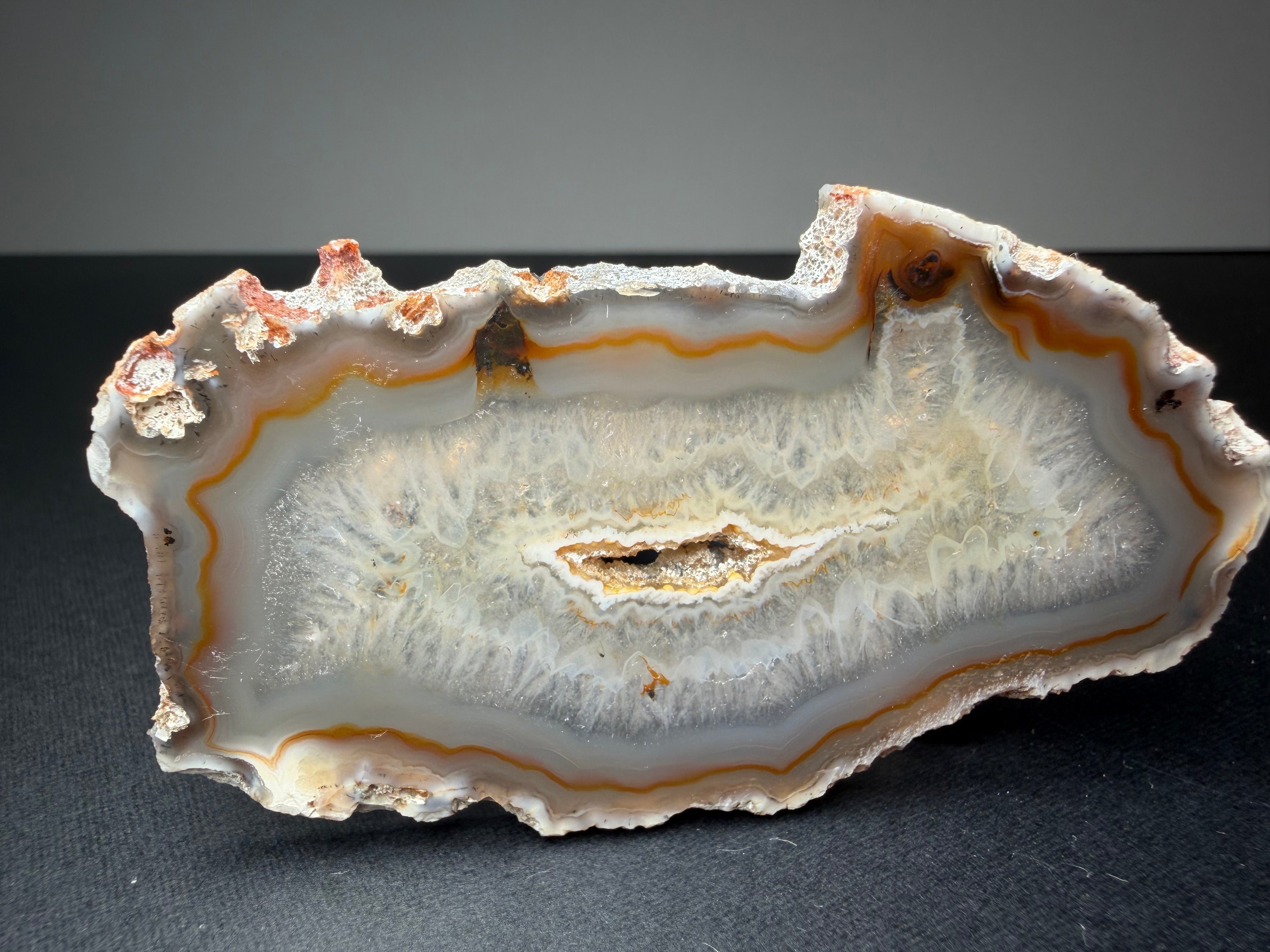 Natural Agate Slice with Druzy Pocket