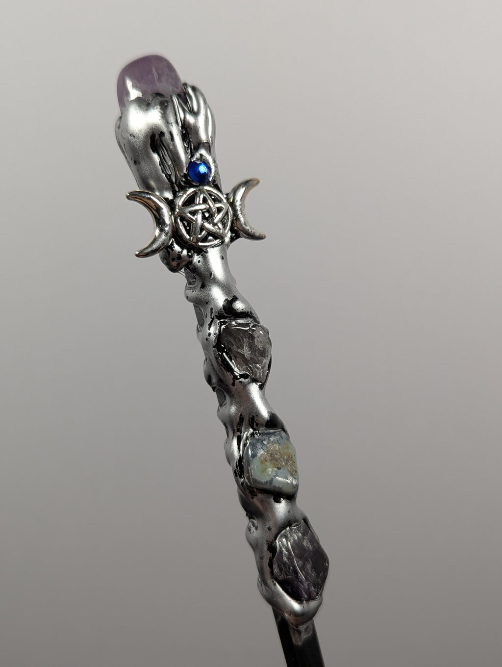 Deluxe Triple Moon & Amethyst Decorative Wand