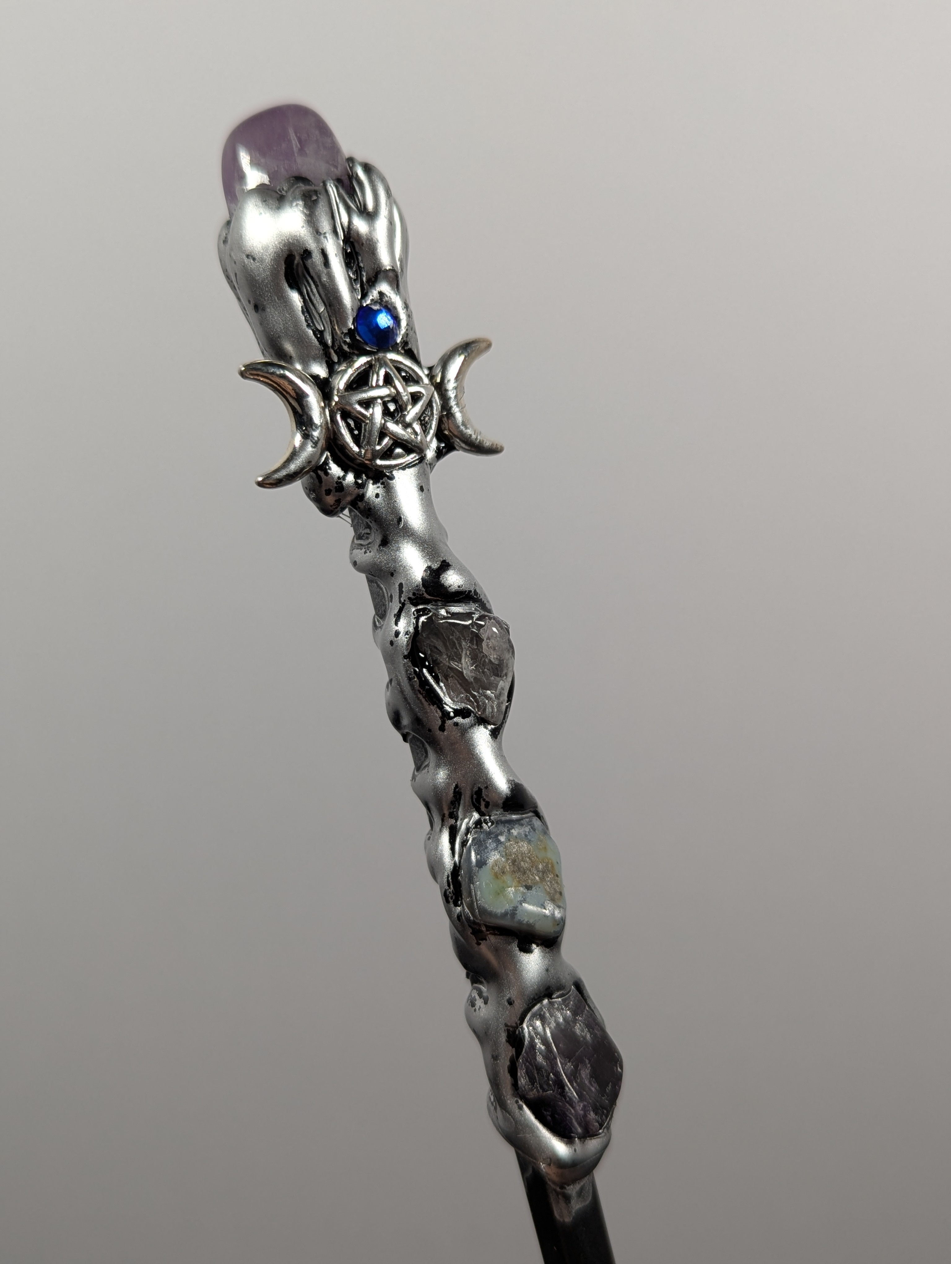 Deluxe Triple Moon & Amethyst Decorative Wand