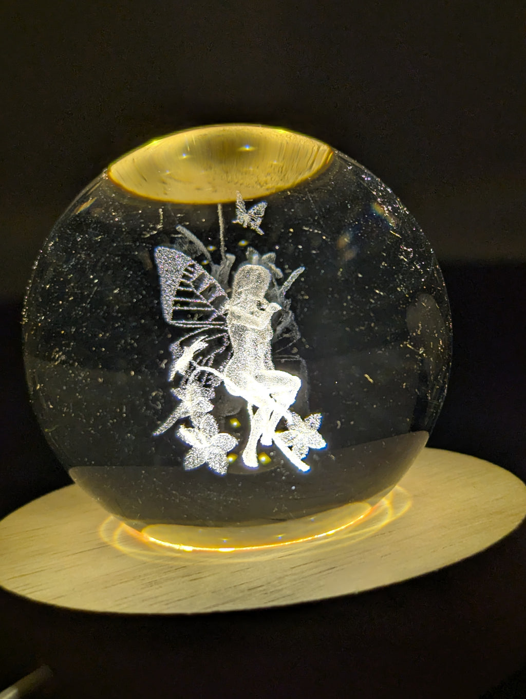 Fairy Crystal Ball with Wooden LED Stand