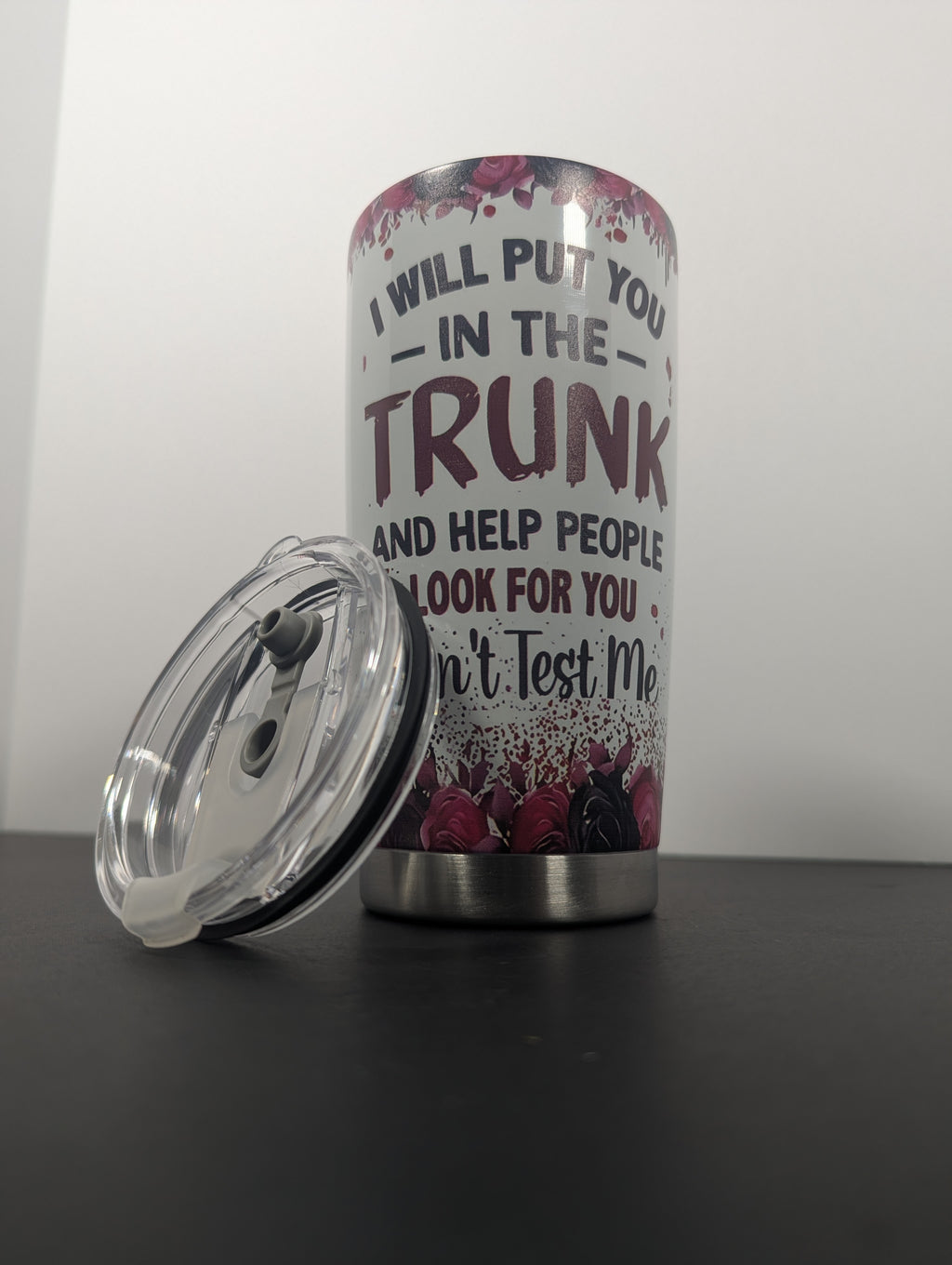 I Will Put You in the Trunk” Black Cat Travel Tumbler