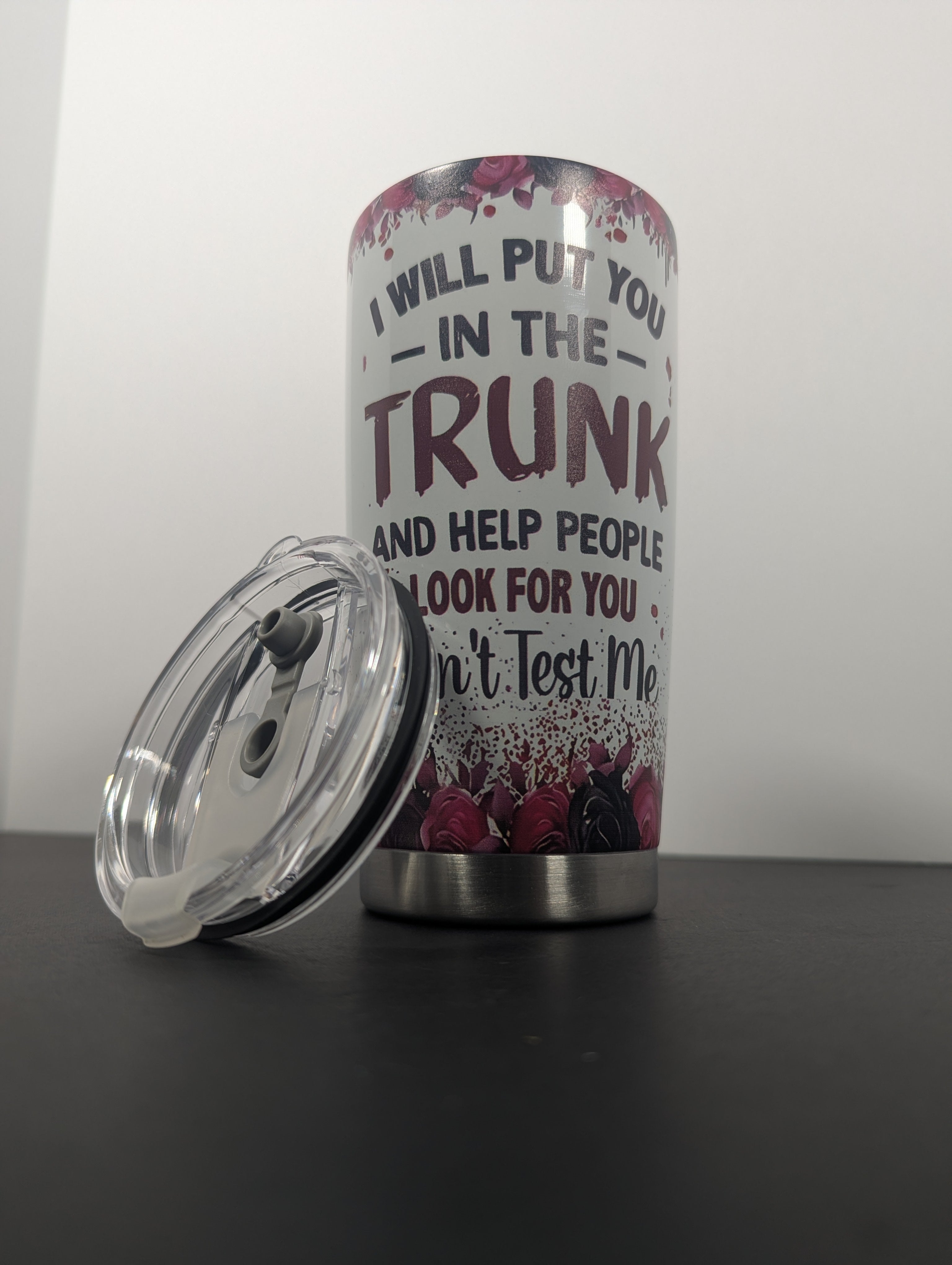 I Will Put You in the Trunk” Black Cat Travel Tumbler