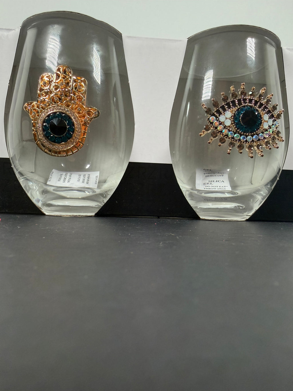 Protective Hamsa & Evil Eye Stemless Wine Glass Gift Set
