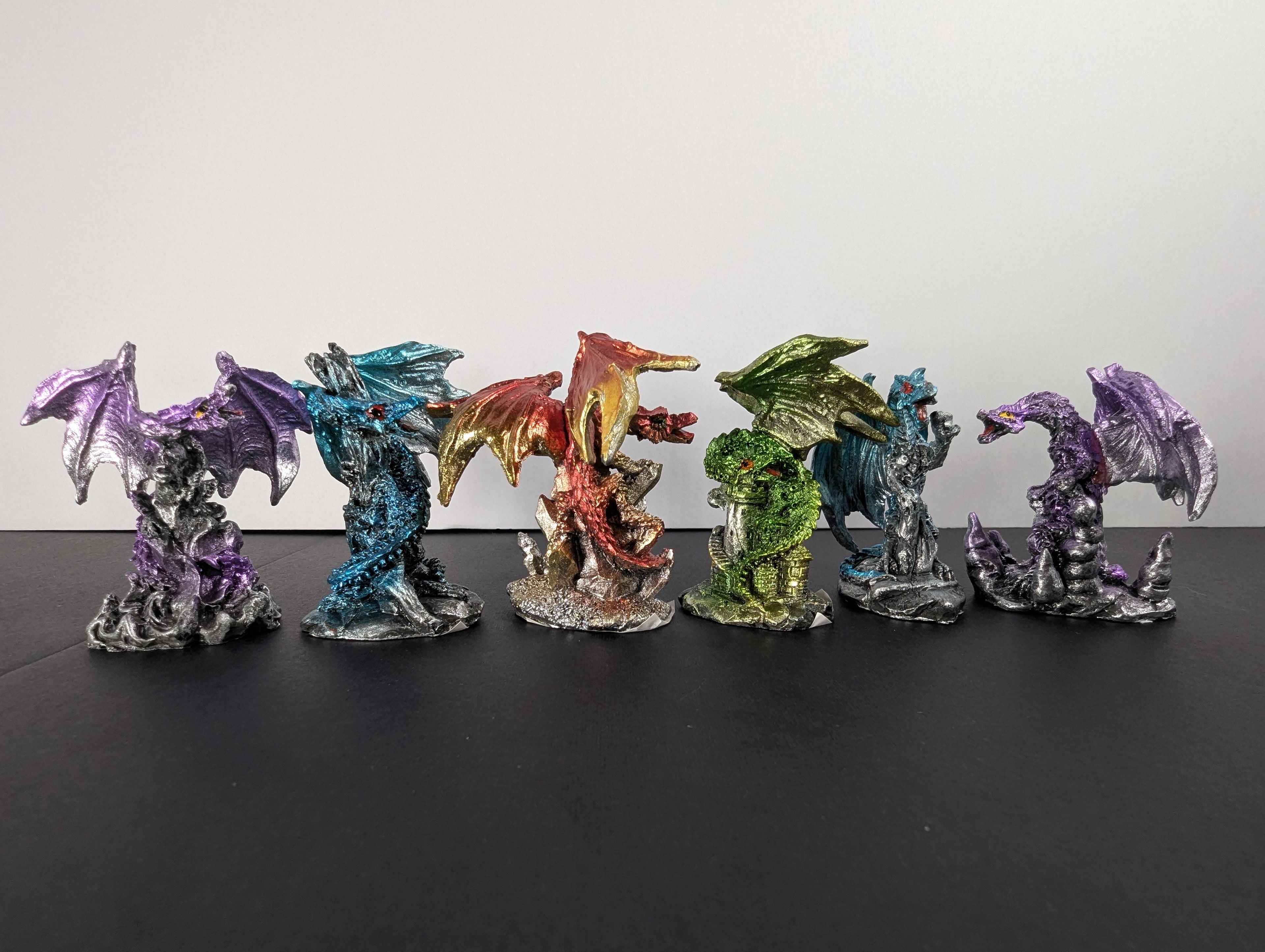 Mini Metallic Dragon Figurines — Assorted Colours