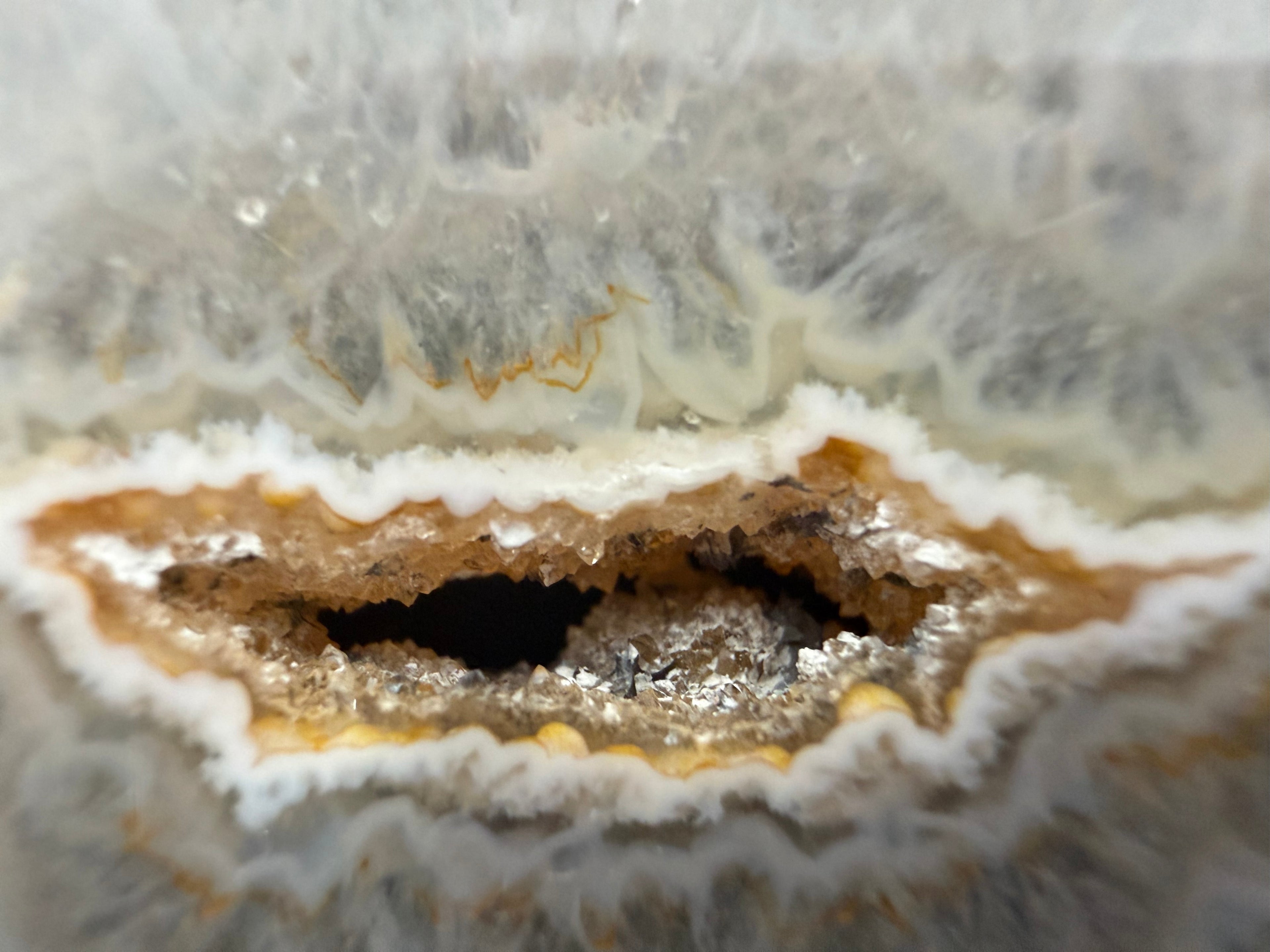 Natural Agate Slice with Druzy Pocket