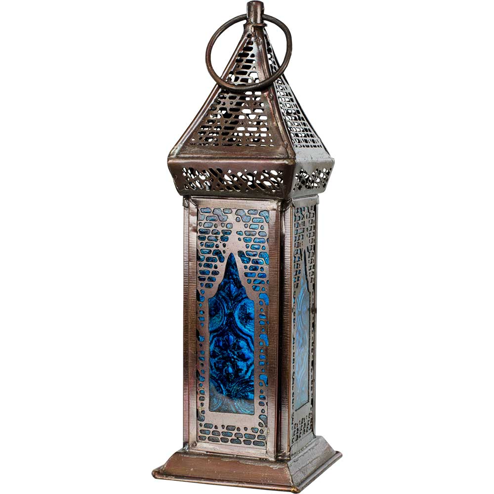 Azur Turquoise Glass & Metal Lantern