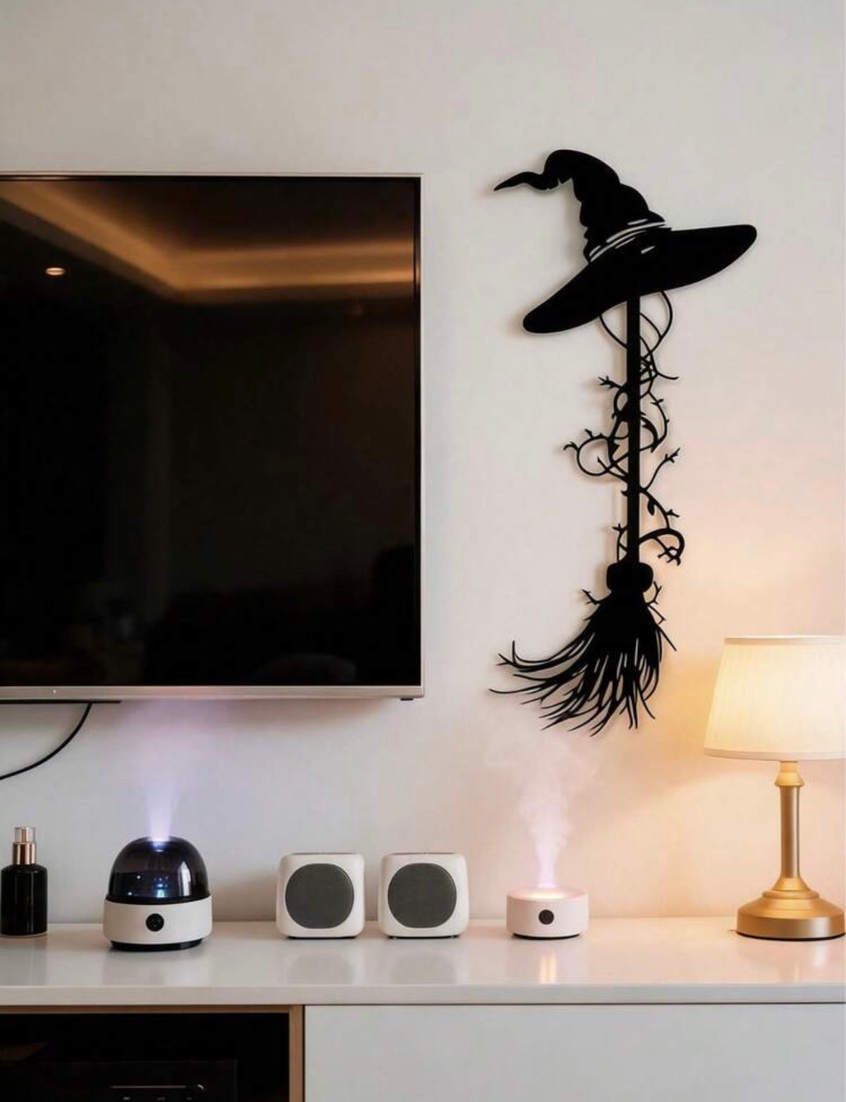 Witch’s Hat & Broom Metal Wall Art
