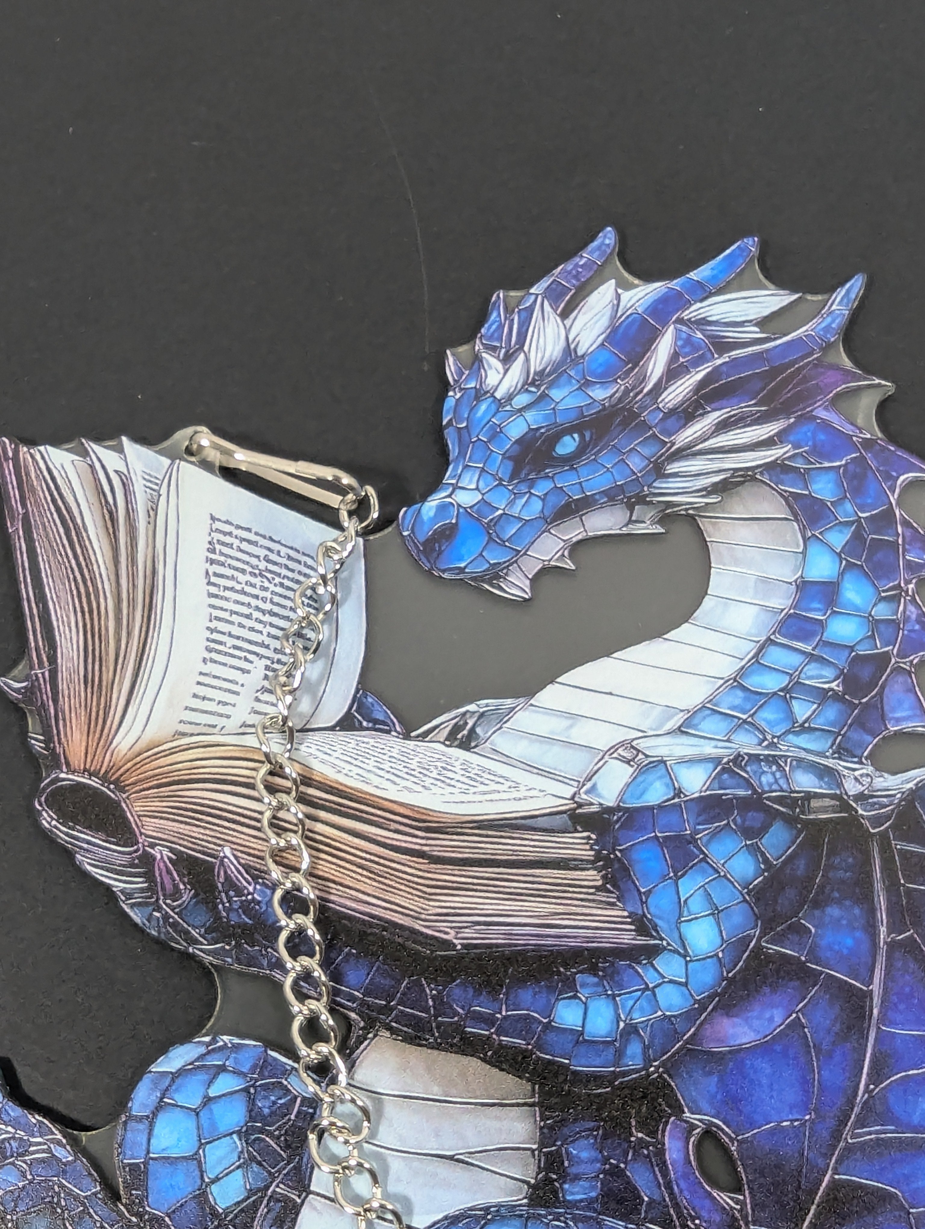2D Blue Reading Dragon Hanging Decoration