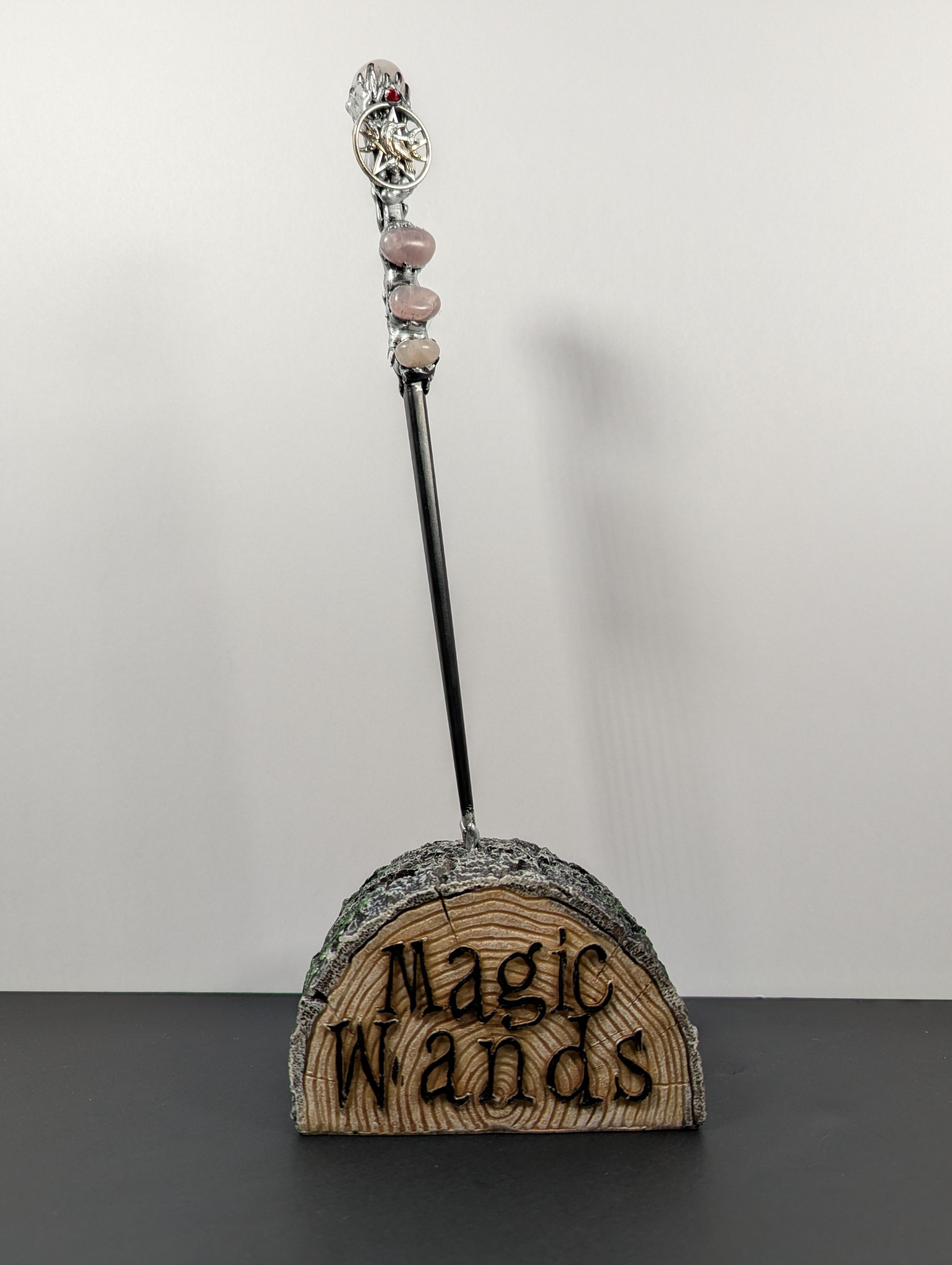Deluxe Raven & Rose Quartz Decorative Wand