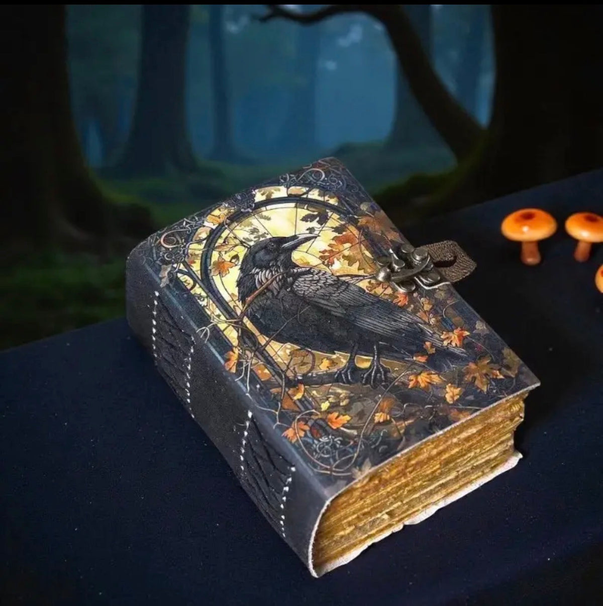 Raven Leather Grimoire Journal – 200 Page Gothic Book of Shadows