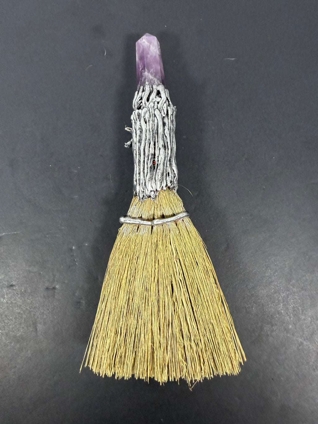 Amethyst Triple Moon Gemstone Wicca Besom – 8” Ritual Altar Broom