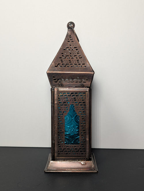 Azur Turquoise Glass & Metal Lantern