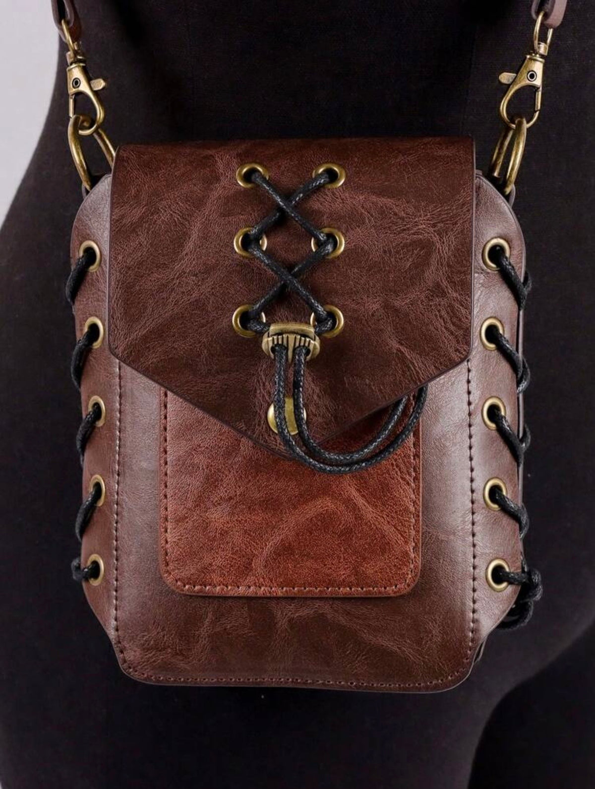 Medieval Viking Lace-Up Crossbody Waist Bag