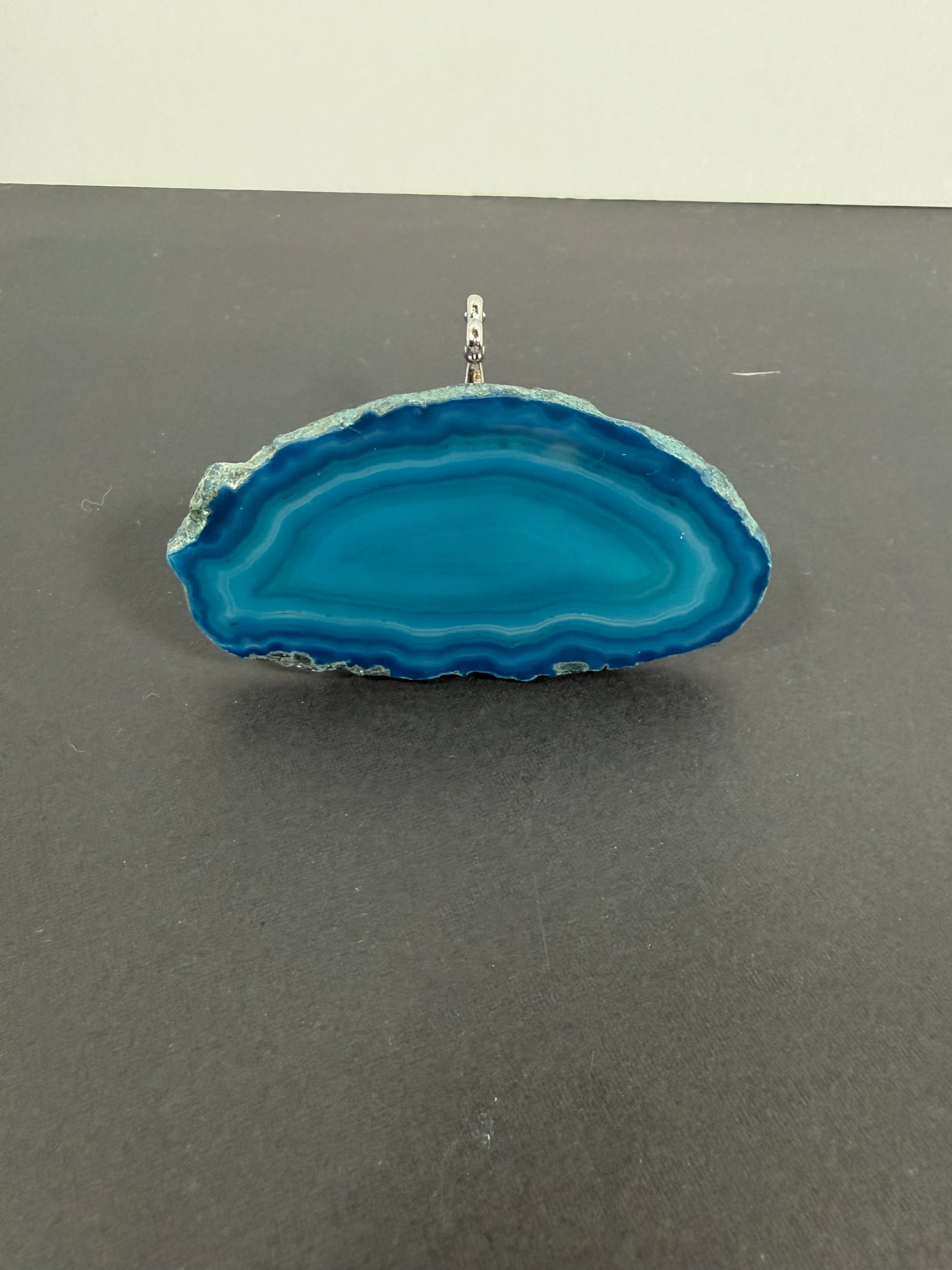 Teal Enhanced Agate Slice