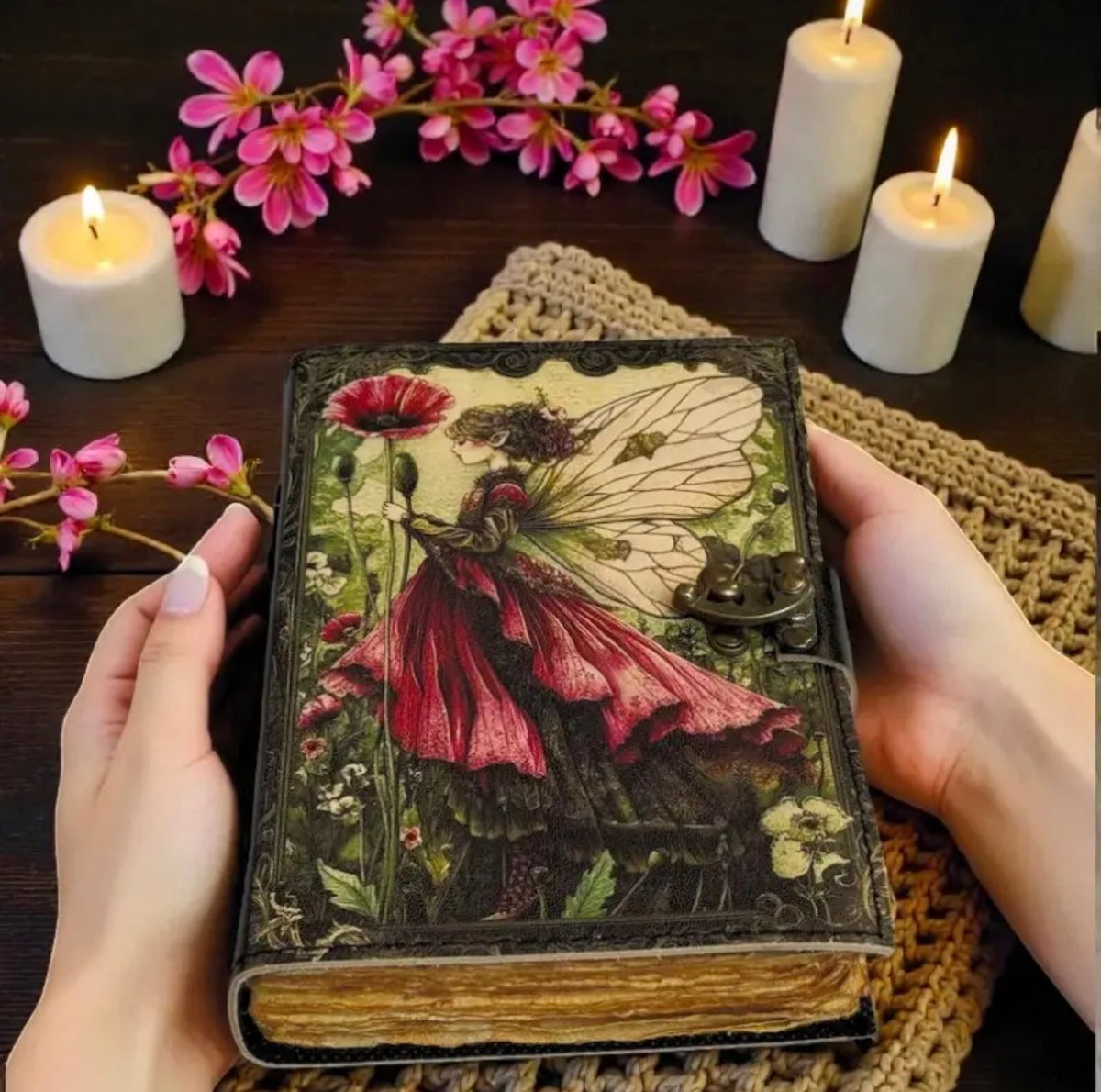 Enchanted Fairy Leather Grimoire – Handmade 200 Page Journal