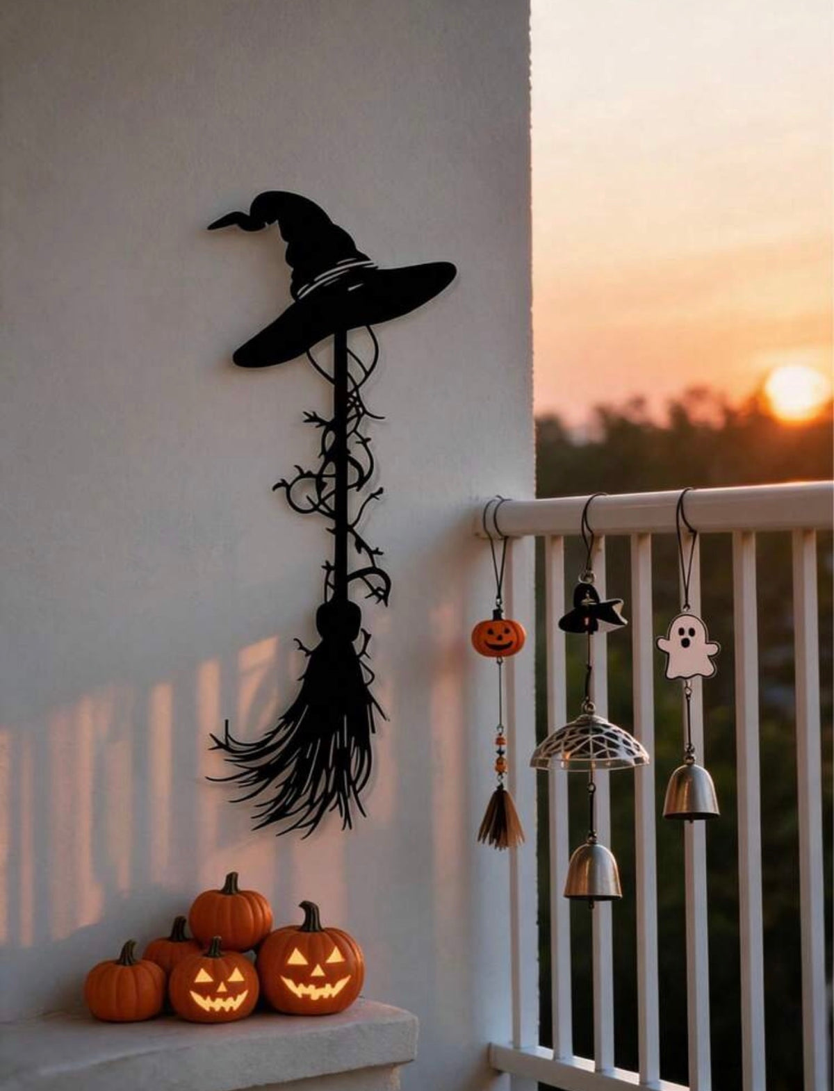 Witch’s Hat & Broom Metal Wall Art