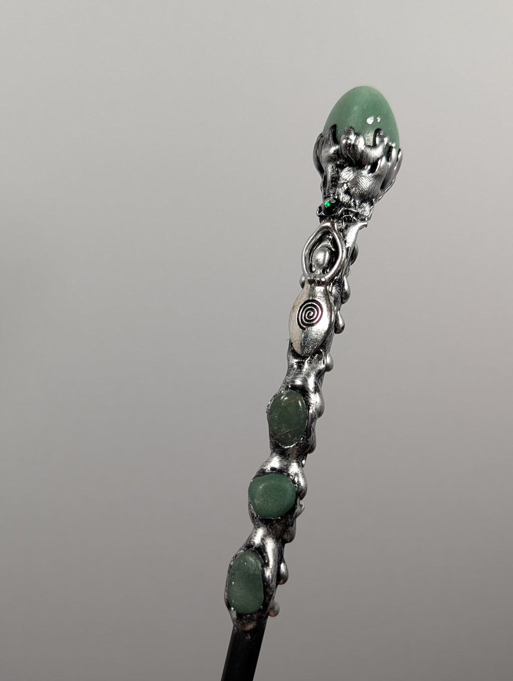 Deluxe Spiral Goddess & Green Aventurine Decorative Wand