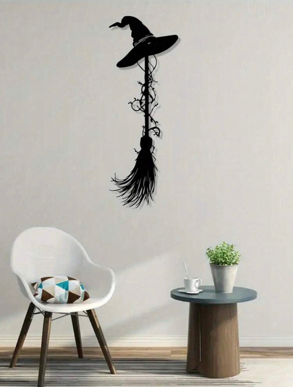 Witch’s Hat & Broom Metal Wall Art