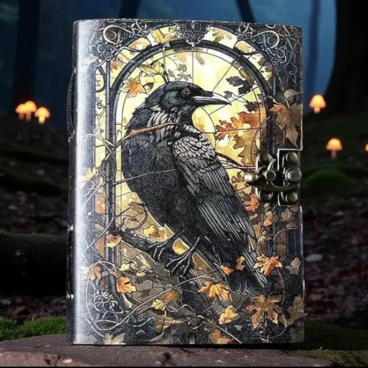 Raven Leather Grimoire Journal – 200 Page Gothic Book of Shadows