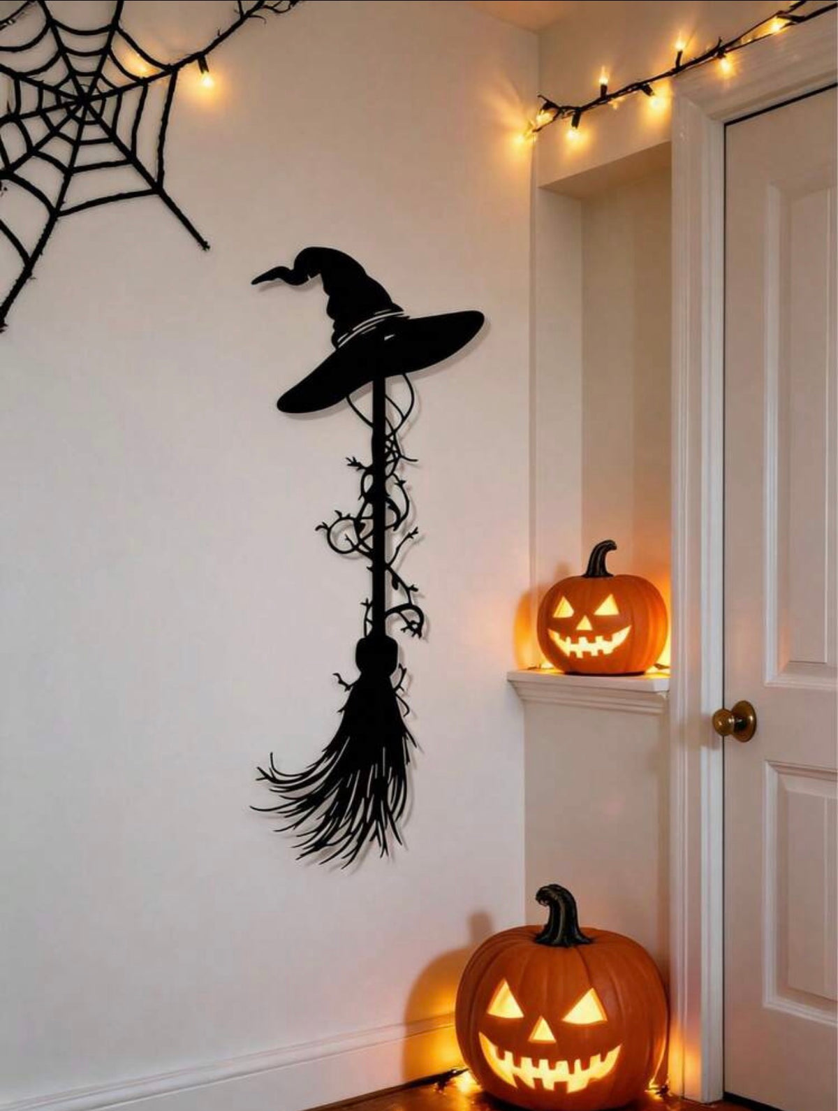 Witch’s Hat & Broom Metal Wall Art
