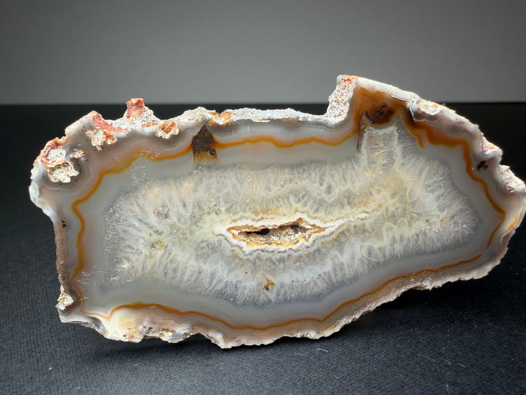 Natural Agate Slice with Druzy Pocket