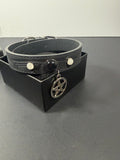 Black Pentacle Vegan Leather Dog Collar – Large