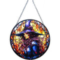 Glass Suncatcher-Mystical Witch 6"Dia