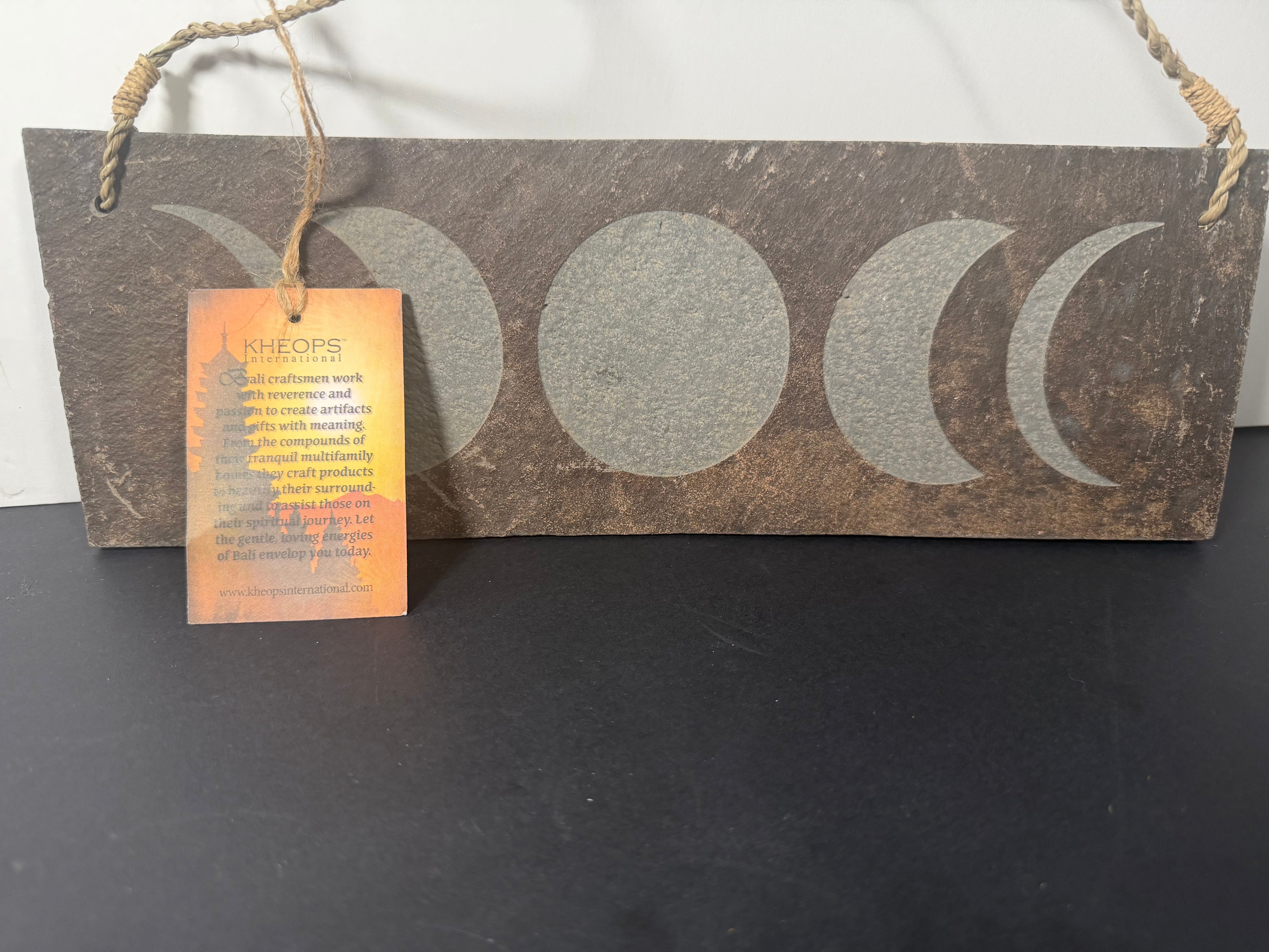 Natural Stone Triple Moon Phases Wall Hanging – 12”