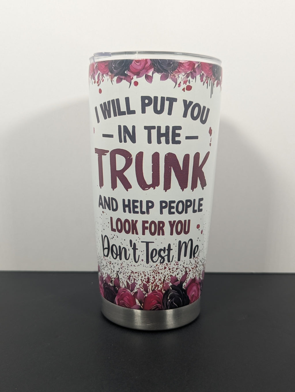 I Will Put You in the Trunk” Black Cat Travel Tumbler
