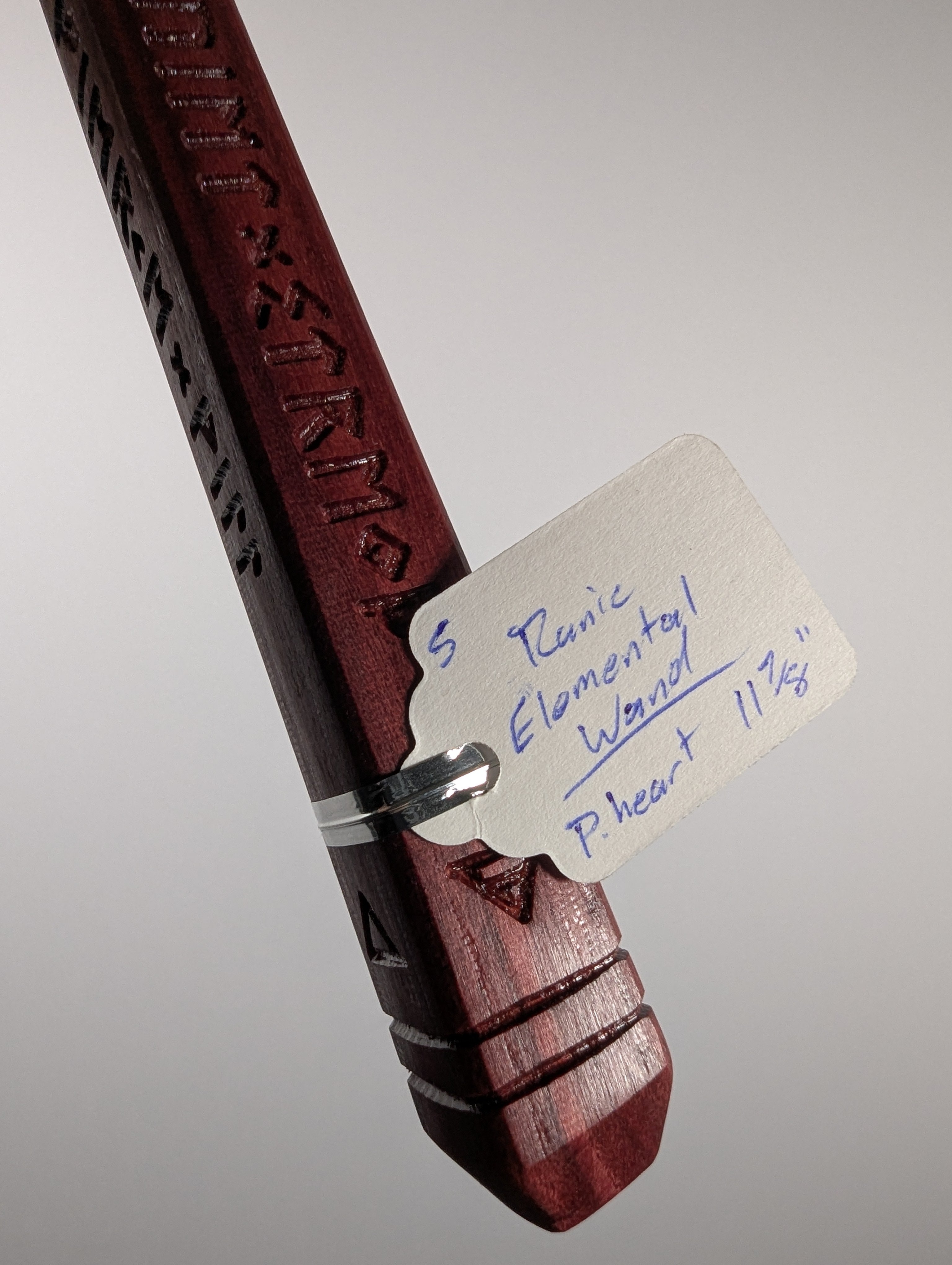 Runic Elemental Purpleheart Handcrafted Decorative Wand