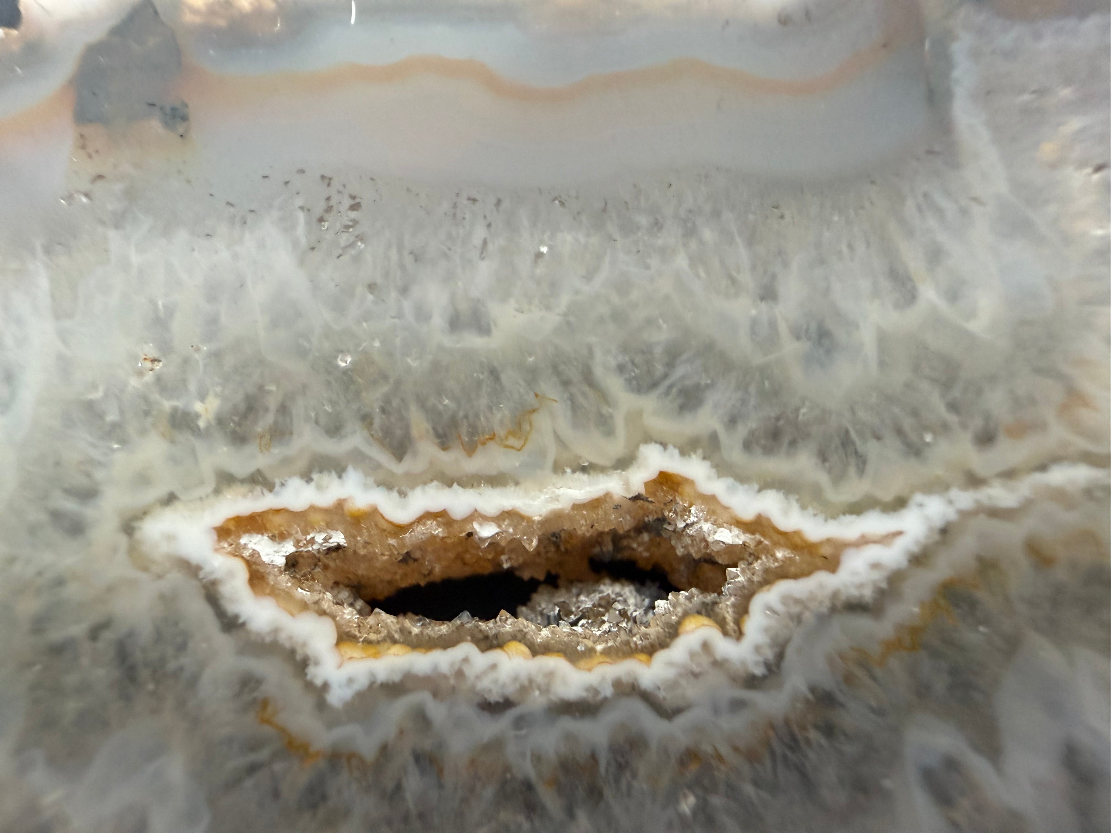 Natural Agate Slice with Druzy Pocket