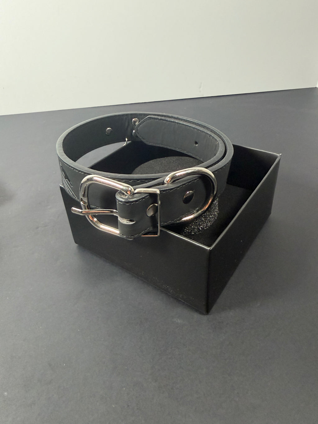 Black Pentacle Vegan Leather Dog Collar – Large