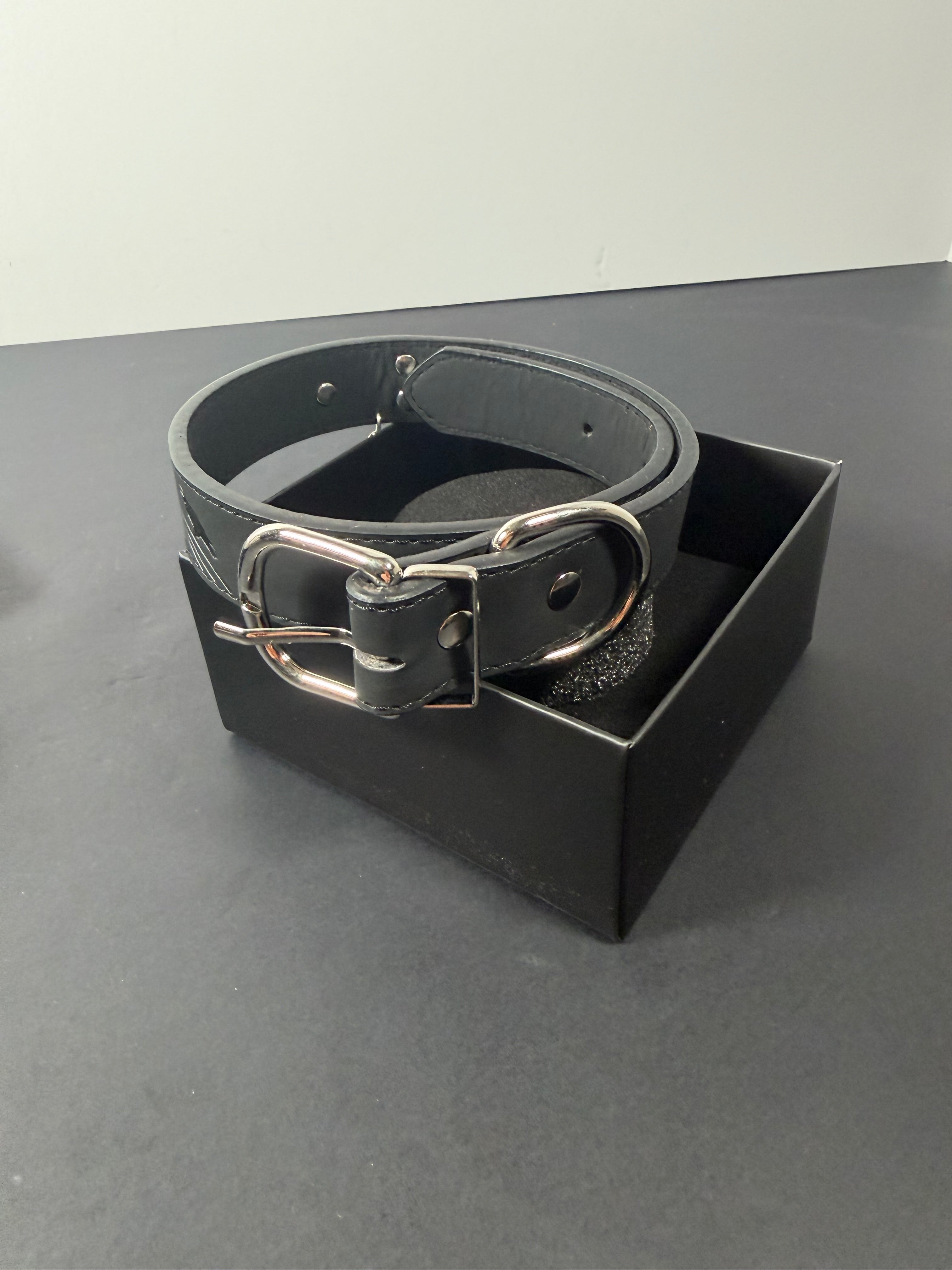 Black Pentacle Vegan Leather Dog Collar – Large