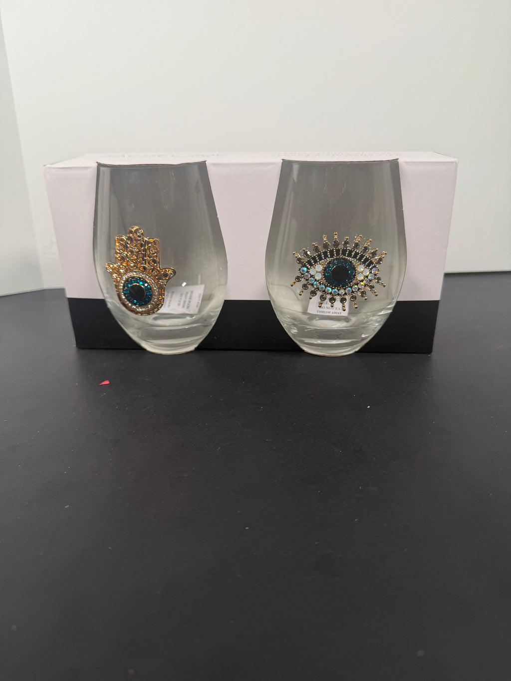 Protective Hamsa & Evil Eye Stemless Wine Glass Gift Set