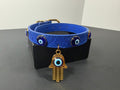 Blue Evil Eye & Hamsa Hand Vegan Leather Dog Collar