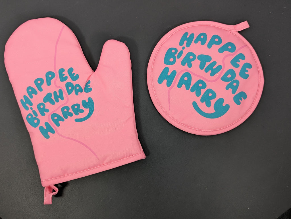 Happee Birthdae Oven Mitt & Pot Holder Set