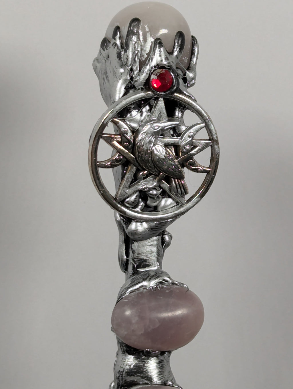Deluxe Raven & Rose Quartz Decorative Wand