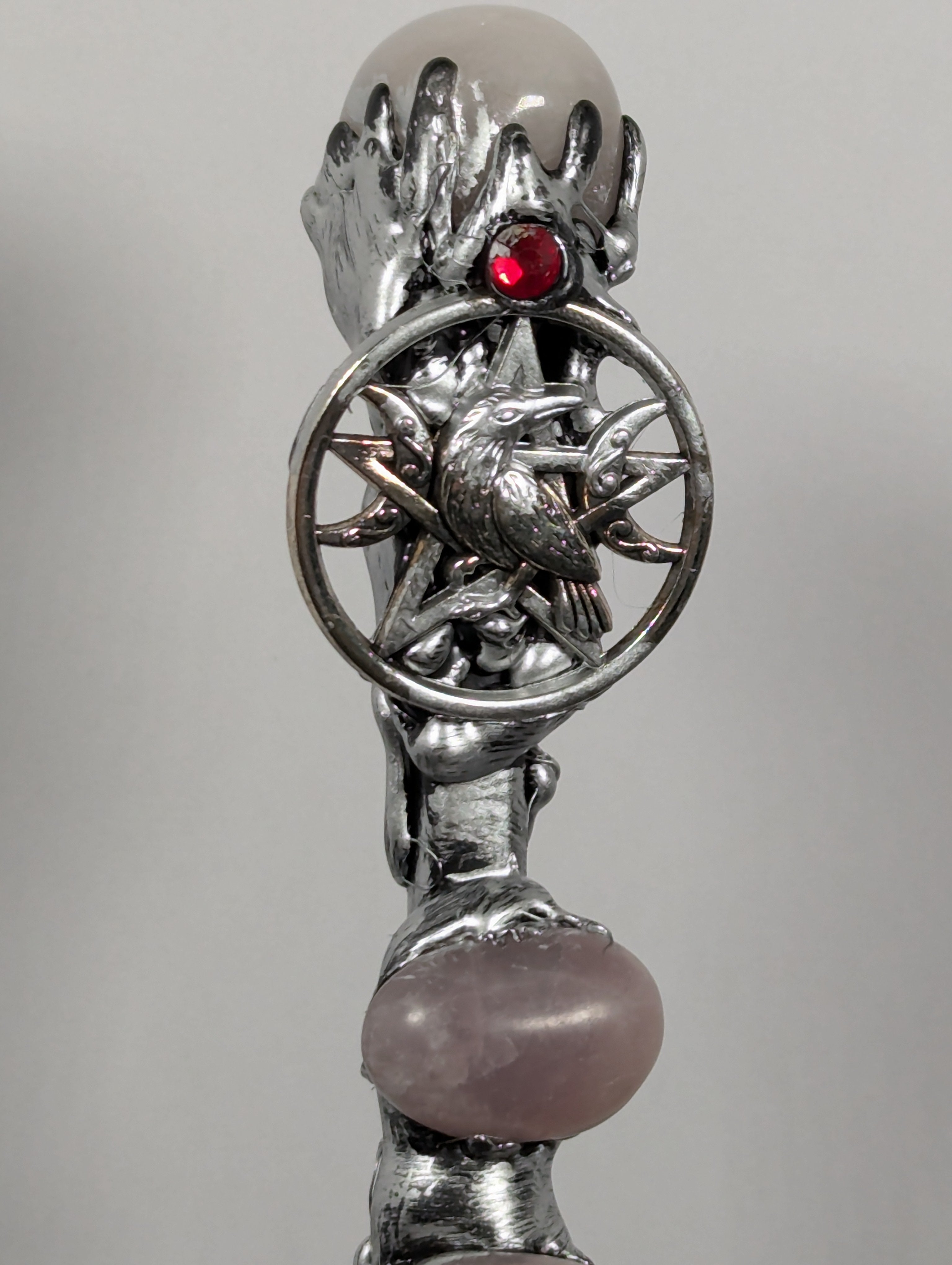 Deluxe Raven & Rose Quartz Decorative Wand