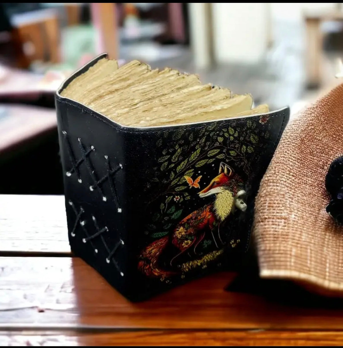 Enchanted Fox Leather Journal – Handmade 200-Page Grimoire