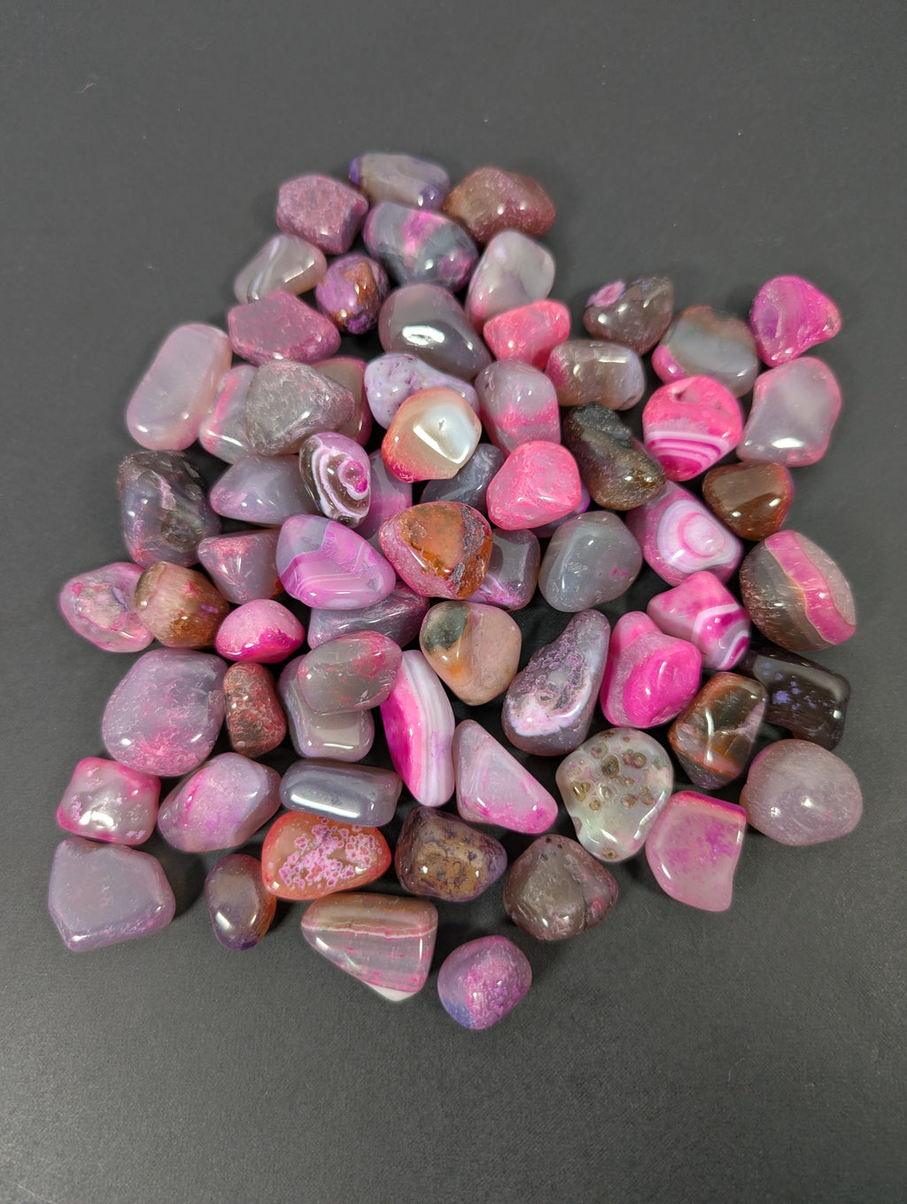 Agate Pink Tumbled Stone — Enhanced