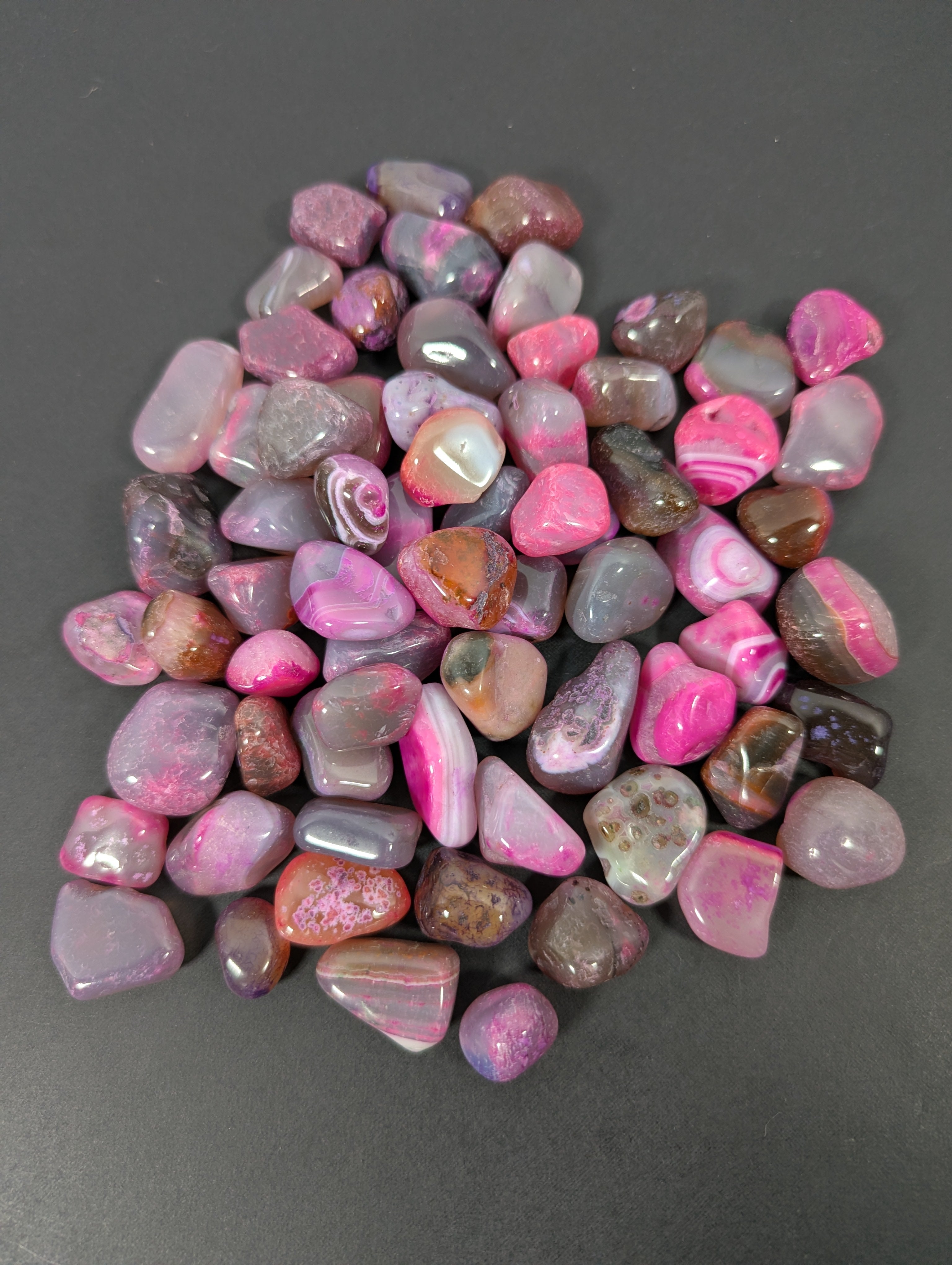 Agate Pink Tumbled Stone — Enhanced