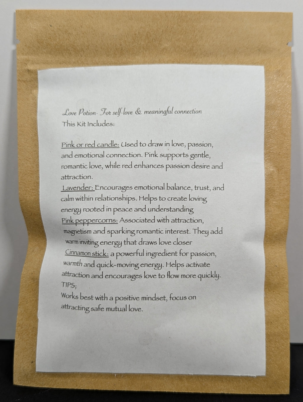 Love Potion Spell Incantation Kit