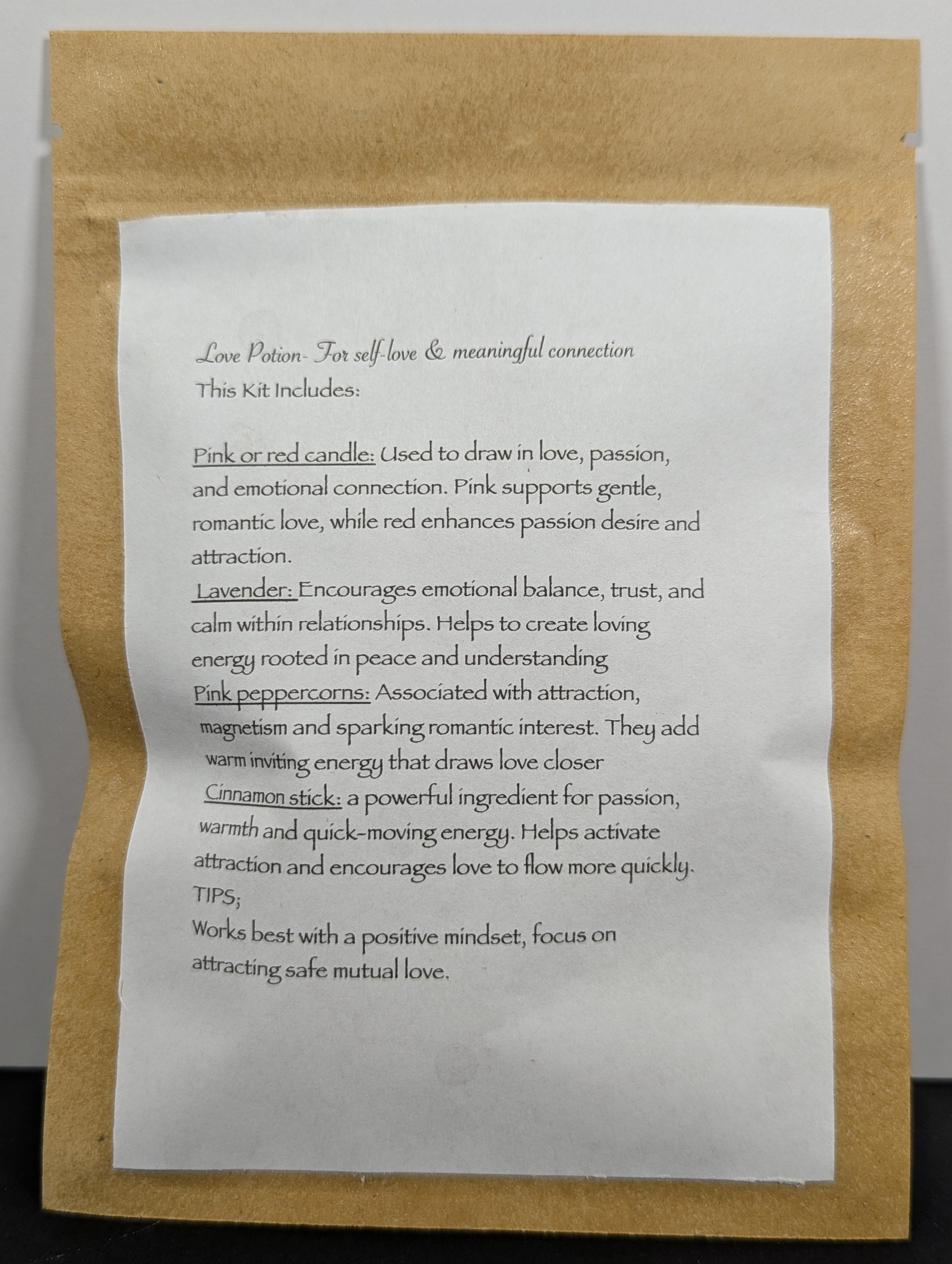 Love Potion Spell Incantation Kit