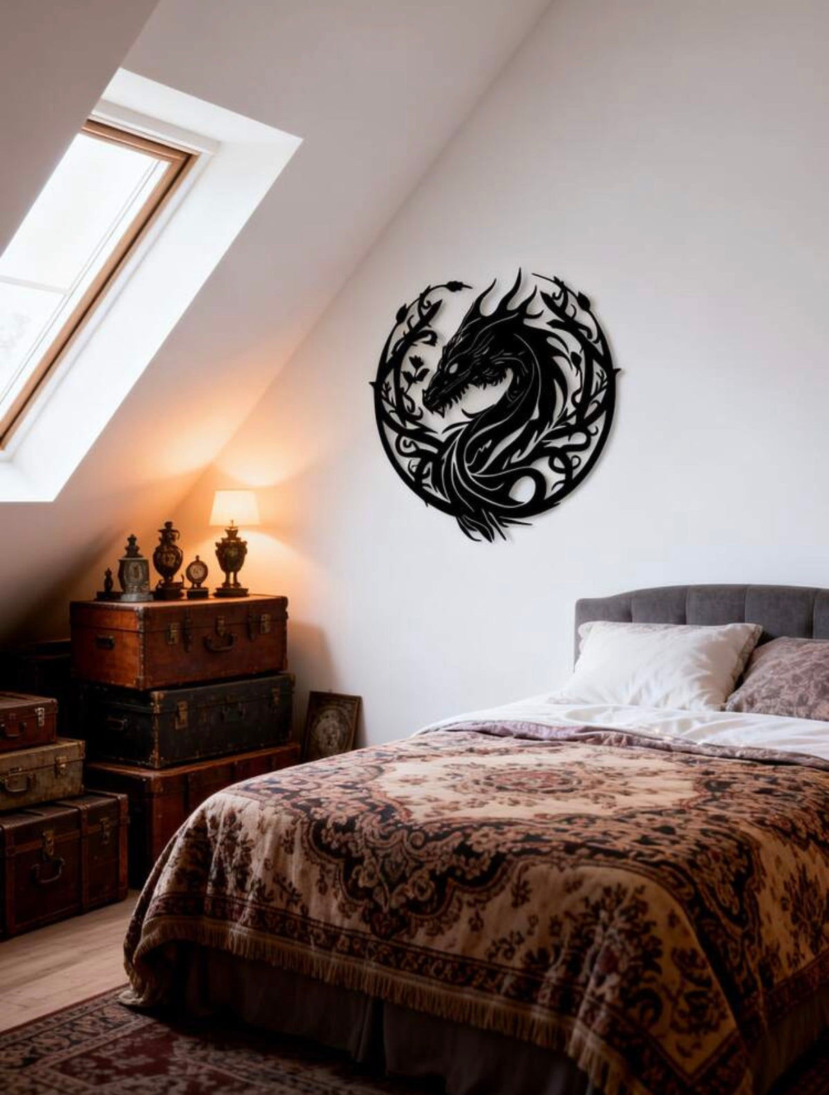 Intricate Dragon Metal Wall Art – 40 cm