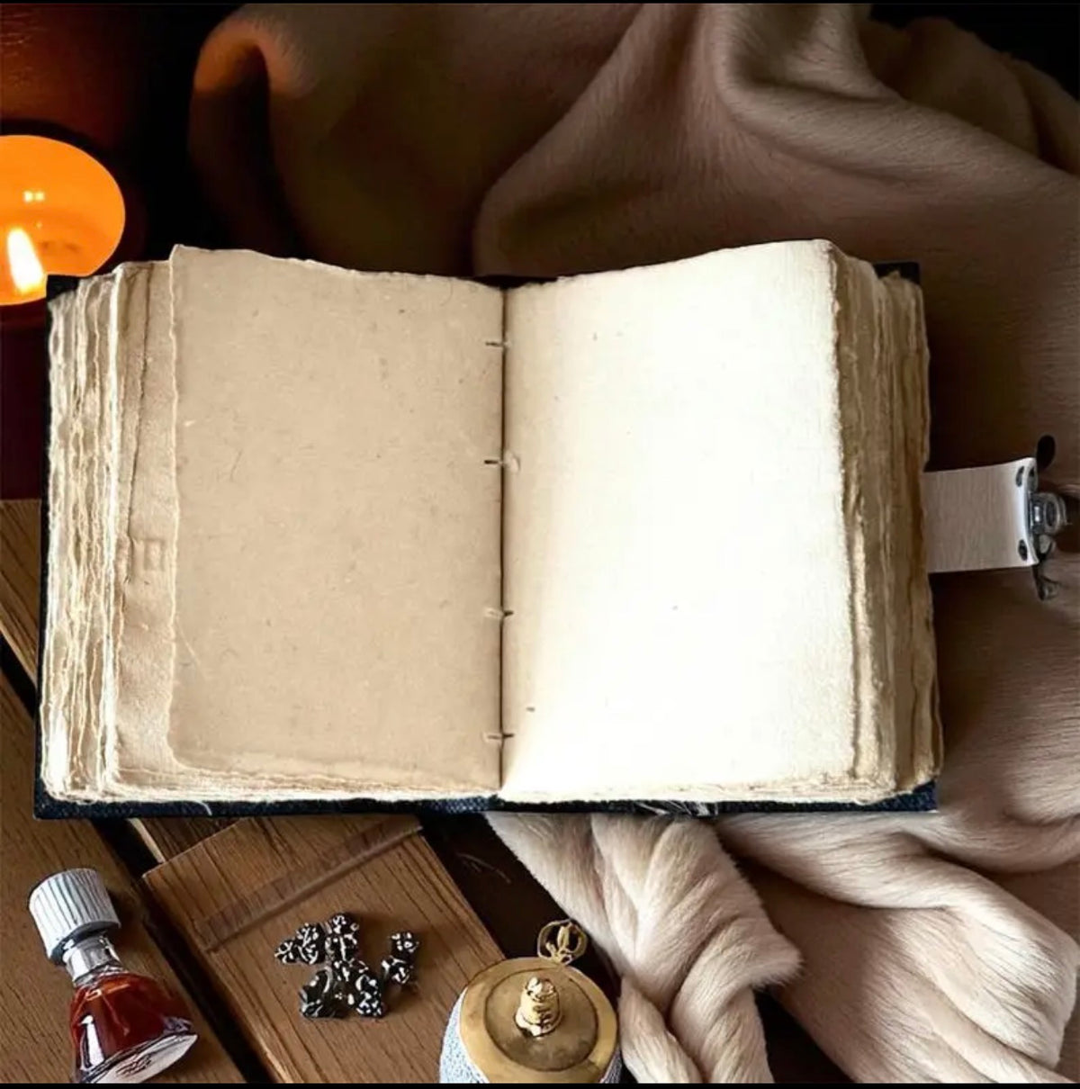 Moonlit Mushroom Leather Grimoire – 200 Page Handmade Journal