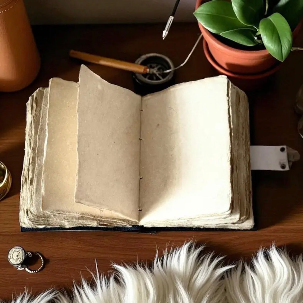 Enchanted Mushroom Leather Grimoire – Handmade 200 Page Journal