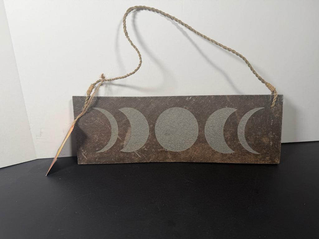 Natural Stone Triple Moon Phases Wall Hanging – 12”