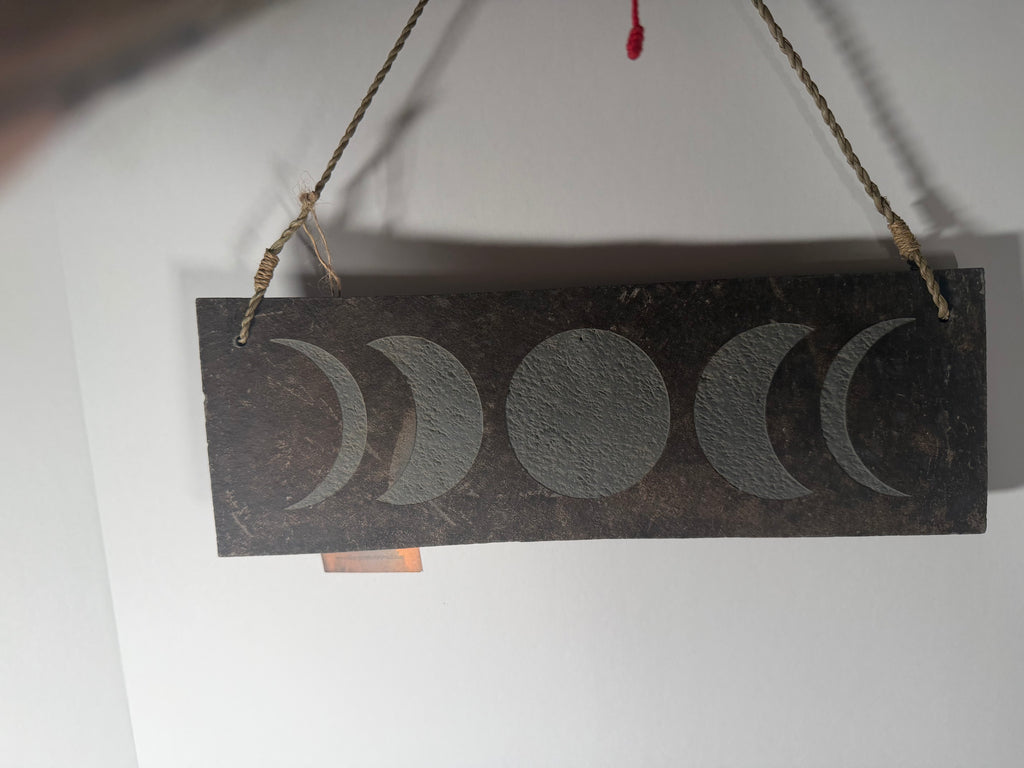 Natural Stone Triple Moon Phases Wall Hanging – 12”