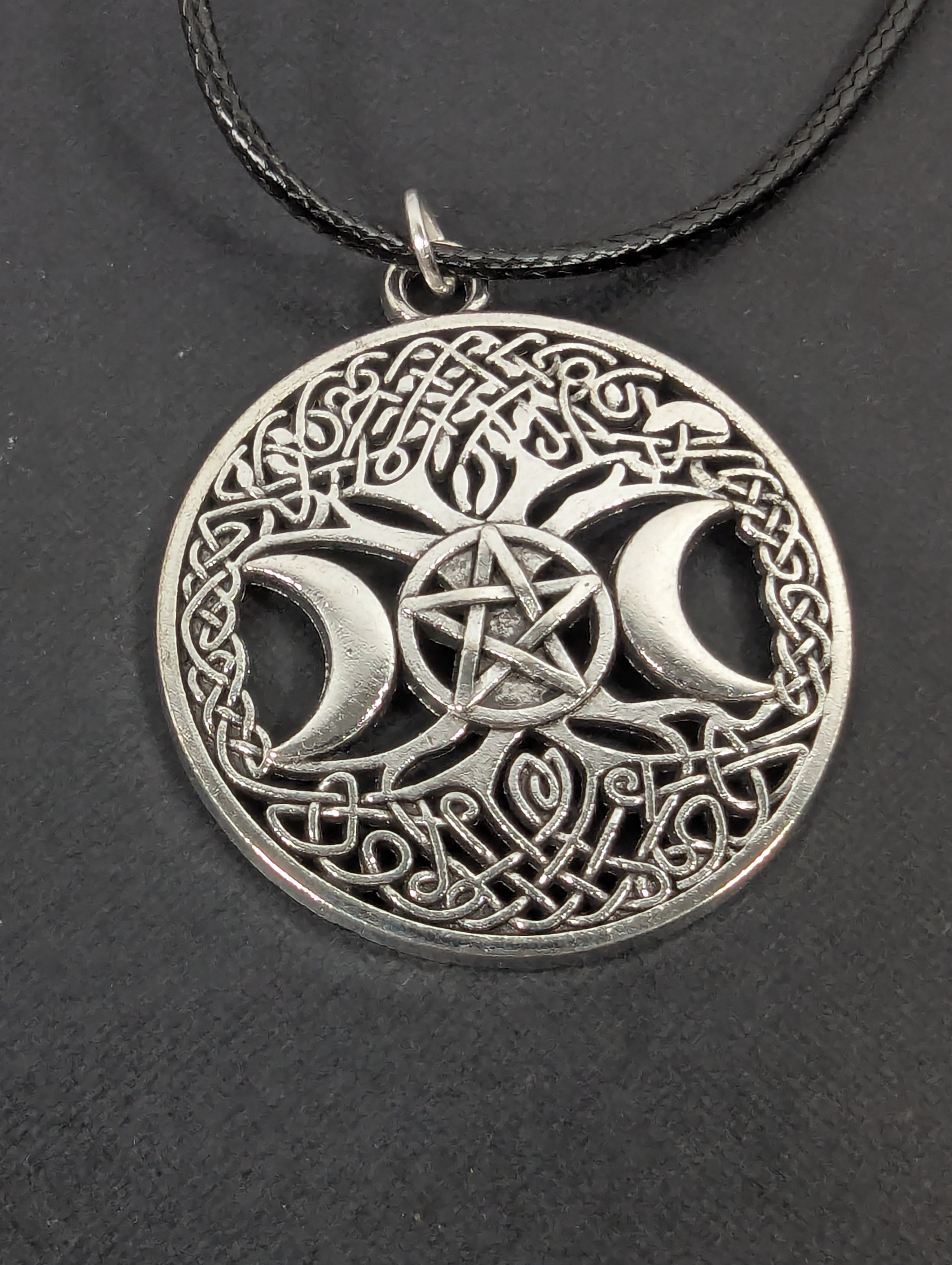 Gothic Triple Moon Pentagram Necklace